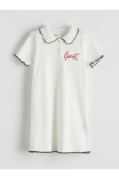 LC Waikiki Lcw Kids Ecru Polo Neck Girls Camisole Dress