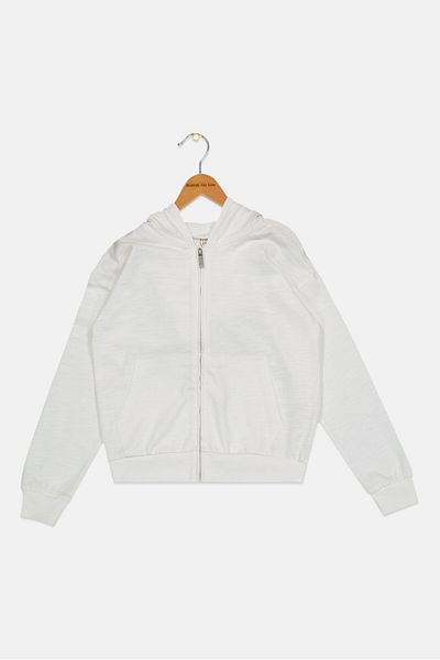 Cool Club Kids Girl Solid Hooded Sweatshirt, White