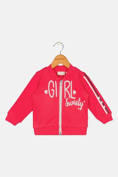 Chicco Toddler Girl Round Neck Embroidered Sweater, Pink Combo