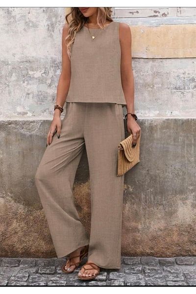 Cardee Linen Top and Bottom Set