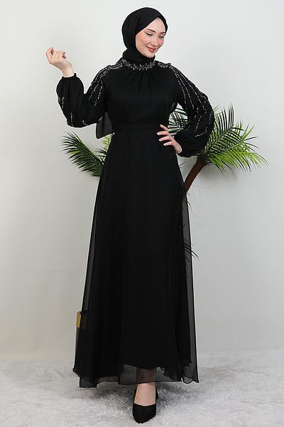 GİYZAMİLA Black Helen Stone Janjan Dress