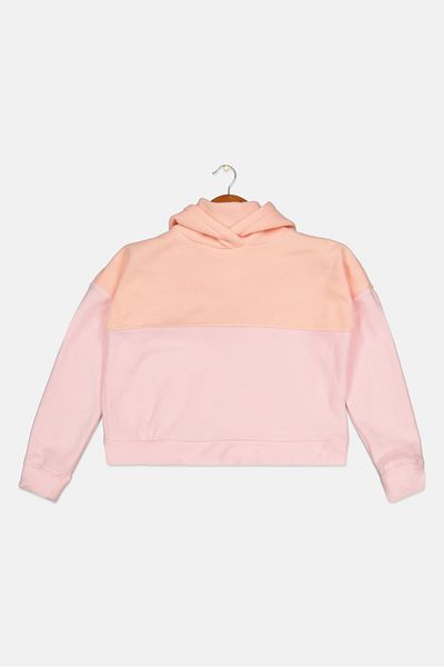 Ideology Kids Girl Hooded Long Sleeve Two-Tone Sweatshirt, Pink