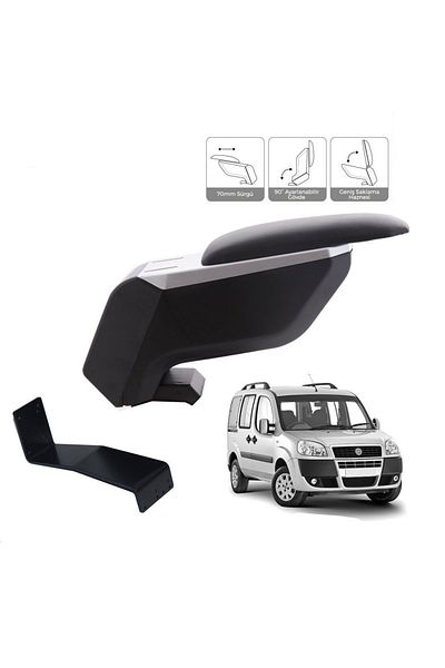 Atakent Hobi Fiat Doblo 2006-2010 Grey-black Armrest Armrest with No-Punching Steel Legs