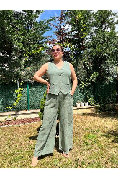 MJORA Cotton Linen Vest & Pants Women's Set