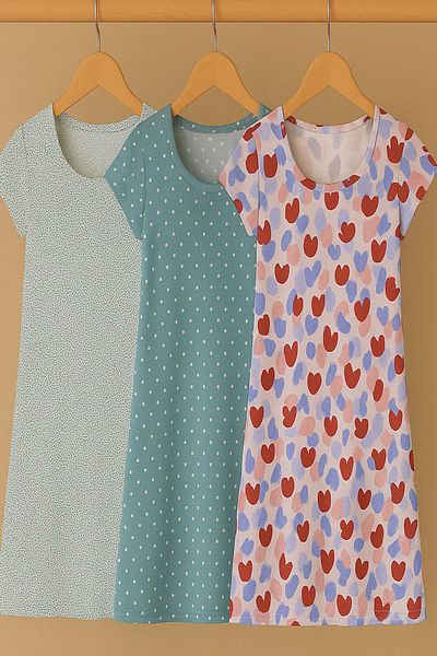COTENCONCEPT Άνετο casual φόρεμα - 3 τεμάχια ντραπέ χτενισμένο βαμβακερό ύφασμα