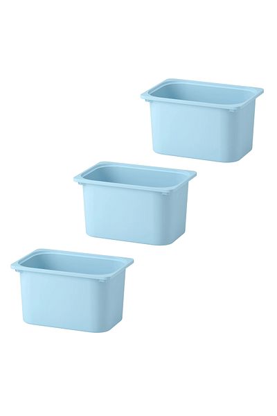 IKEA Quality 3 Pieces Plastic Toy Storage Box 42X30X23 cm Ikea Set of 3 Organizing Box Blue Box