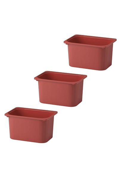 IKEA Quality 3 Pieces Plastic Toy Storage Box 42X30X23 cm Ikea Set of 3 Organizing Box Claret Red Box