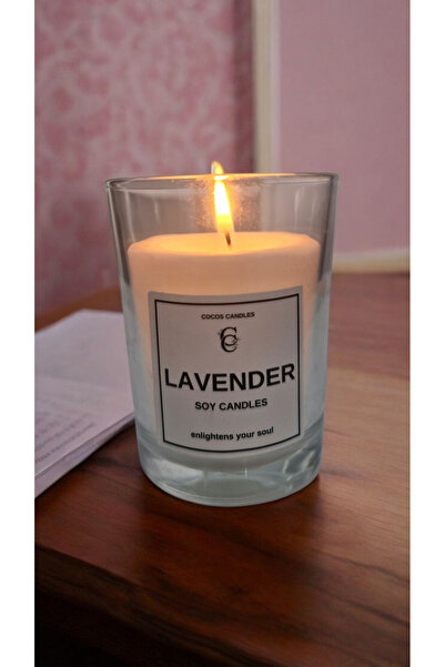 100% Natural Soy Candle with Lavender Scent in Glass Cup (6cm)