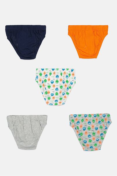 Cool Club Toddlers Boy 5 Pieces Graphic Print Brief, Grey