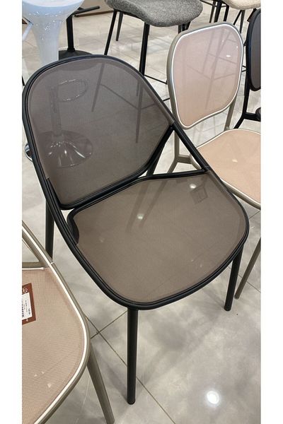 MARIA HOMES Black Mesh Dining Chair with Metal Frame Modern Design