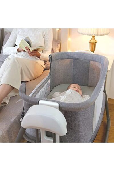 Mastela 4-in-1 Musical Baby Crib for Sleeping Next to Bed with Electric Swing