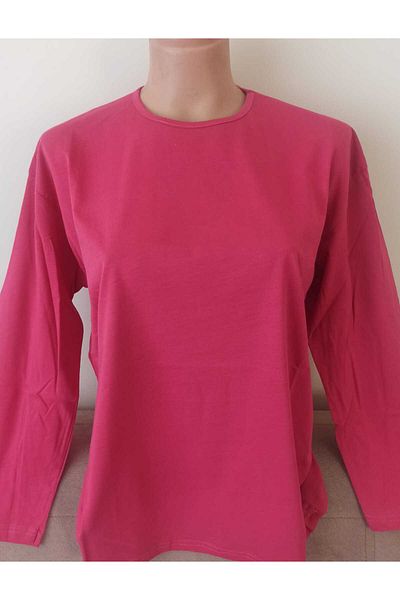 Noname Tricou Balanne din bumbac, cu mânecă lungă, din bumbac pieptănat, de culoare uni, pentru femei de vârstă mijlocie și peste