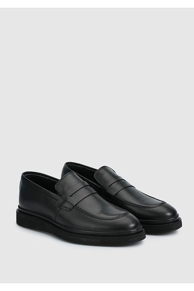 Provoq Black Leather Men's Shoes