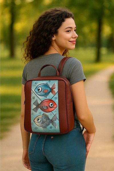 MESCHAIN Linen Character Patterned Backpack