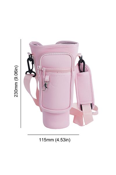 Choice A Pink 40OZ Neoprene Water Bottle Carrier Bag For Stanley Quencher Cup Sleeve Adjustable Shoulder St