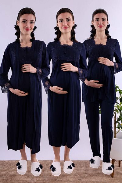 ByLohusa Effortt Navy Blue Hijab Pregnant Maternity Set Byl2T24052