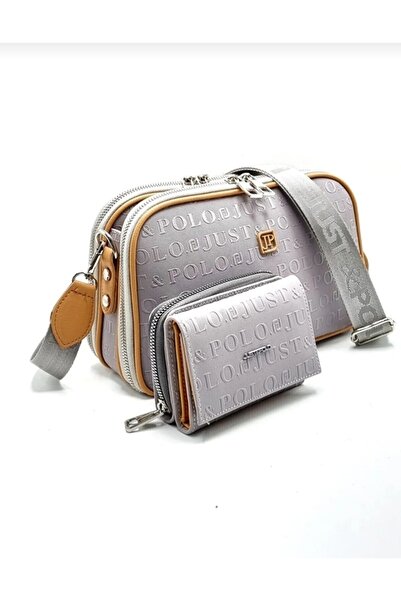 Just Polo JP Justpolo Women's Gray 5-Compartment Shoulder Bag and Wallet Comb...