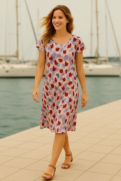 COTENCONCEPT Άνετο casual φόρεμα - 3 τεμάχια ντραπέ χτενισμένο βαμβακερό ύφασμα