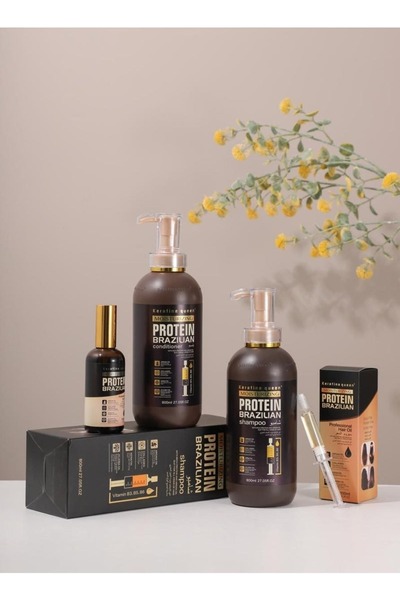 Keratine queen مجموعة العناية بالشعر وحمايته بالبروتين: شامبو 800 مل، بلسم 800 مل، وسيروم 100 مل