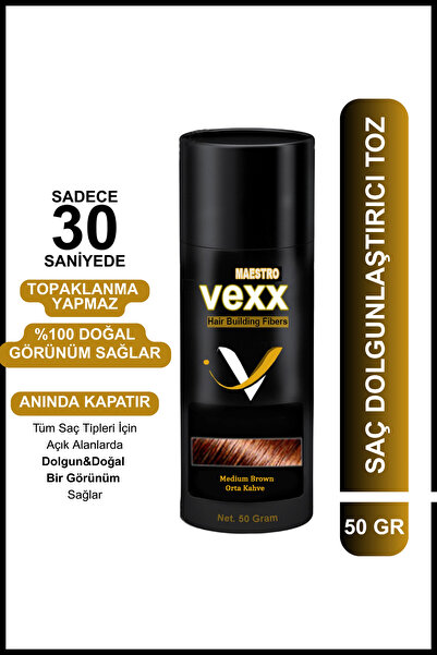 vexx maestro Vexx 50 Gr. Orta Kahve Saç Tozu Topik - Topaklanma Yapmaz