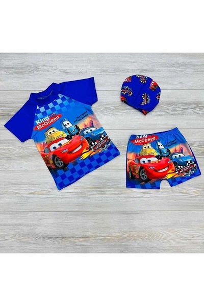 MİLAYS LİFE HOME COLLECTİON Mi̇lays 3 Pieces Bonneted Tee-Shorts Sea and Pool Swimsuit
