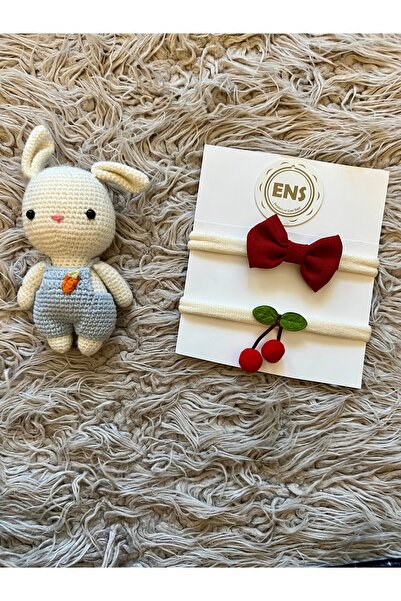 enes baby مجموعة من قطعتين من باندانا الكرز مع فيونكة حمراء
