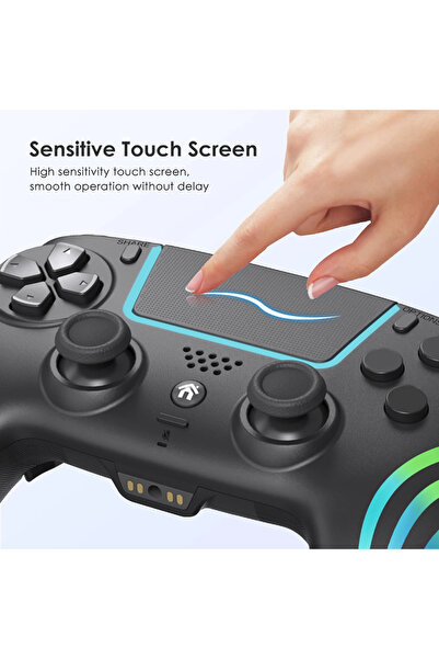 ErginGroup Premium Tasarım RGB Işıklı Ps4 Pc Telefon Uyumlu Kablosuz Oyun Kolu Titreşimli Tam Fonksiyon