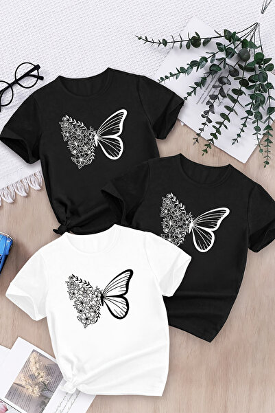 MYADA Set de 3 tricouri Trend cu imprimeu fluture premium 23601