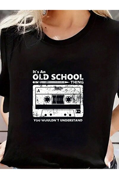 OVER HEAD Ženske crne old school Štampano Oversize kroj T-shirt