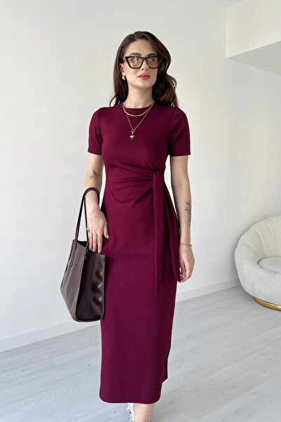 MARTYZ Yandan Bağlamalı Yanı Yırtmaçlı Modal Kumaş Elbise