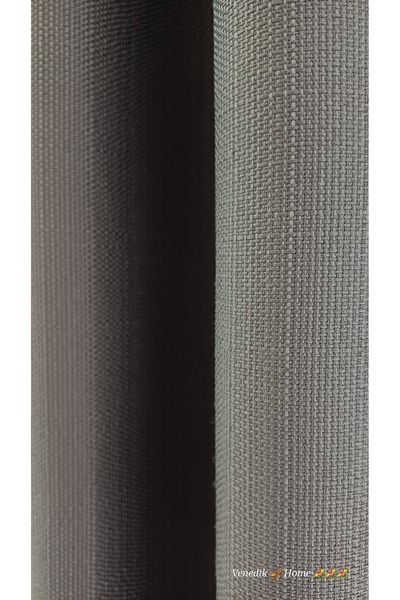 venedik home Gray Color Milas Linen Background Curtain Without Pleats Extrafoam Gathered Custom Made