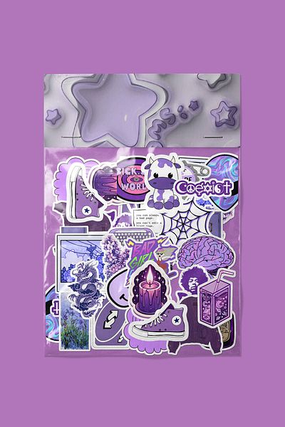 dadi ramba Purple Sticker pack - Bullet Journal - Agenda - Planner - Notebook - Laptop Label Sticker