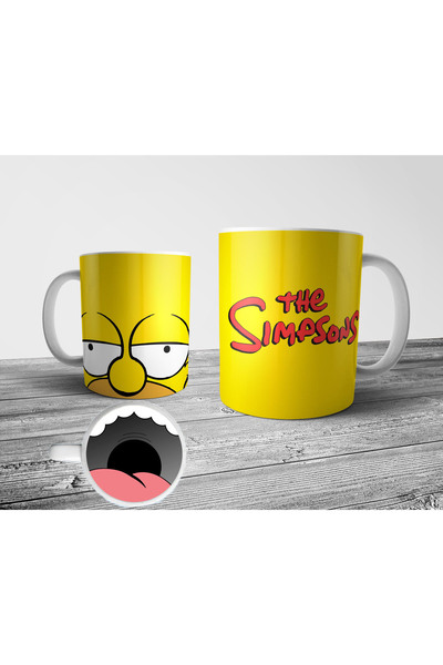 Pixxa Homer Simpson The Simpsons Tabanı Ağız Tasarımlı Kupa Bardak