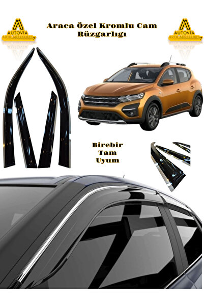 Autovia Dacia Sandero Stepway 2021 ve Sonrası Kromlu Cam Rüzgarlığı 4lü