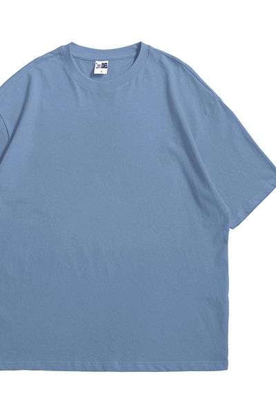 Calvin Jones Women Men Light Indigo Premium Basic Oversize Crew Neck Short Sleeve T-Shirt