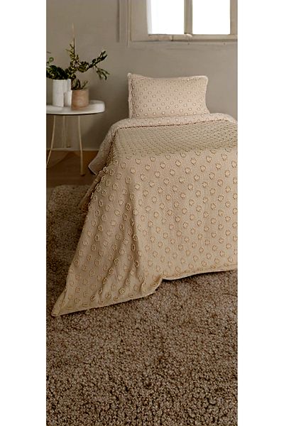 baladı home ev tekstil home collection Single Pompom Bedspread (Set of 2 Pieces) Bedspread and 1 Pillowcase
