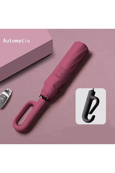 Choice Metal-fiber Composite 10k 21huangxianakjiuhong 1 Handle Fully Automatic Folding Umbrella With Buckle