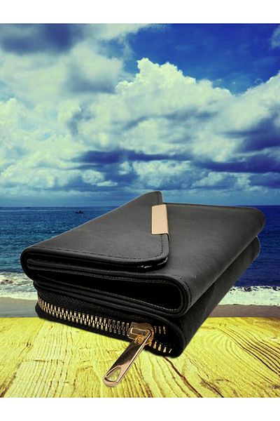 FuryaTedarik Zippered Women's Wallet with Coin and Paper Money Compartment
