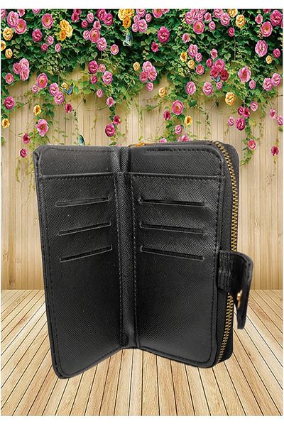 FuryaTedarik Stylish Wallet with Embossed Snap Fastener Front Pocket, Coin and Paper Money Compartment, Card Holder