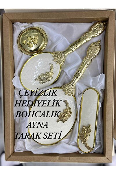 HMZ SET DE PIEPTENE CU OGLINDĂ 4 PIESE, CADOU TEXTIL. CU FRUNZE ȘI MODELE