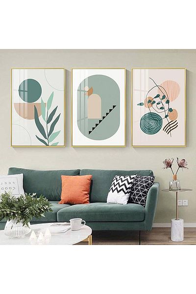 Linacci 3-Piece Gold Metal Frame Green Bohemian Real Glass Table Set