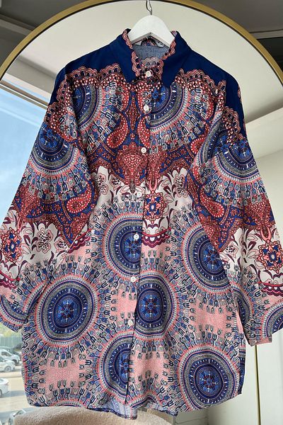 Bold Grup Women's Standard Size Patterned Shirt Tunic