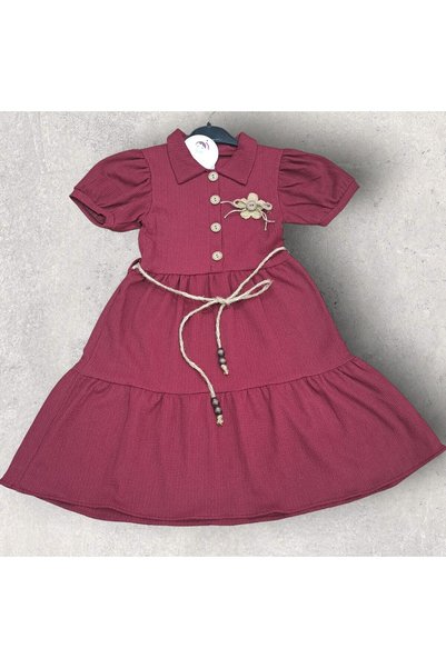 Tosyalı Burak Bebe Kız Çocuk Yazlık Kısa Kol Bürümcük Kumaş Elbise 6/12 YAŞ