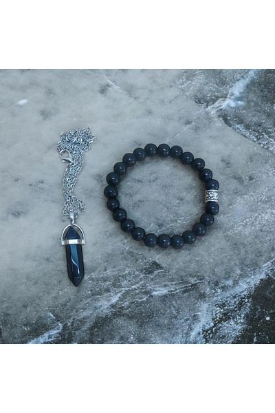Mithril Club Natural Onix Stone Bracelet and Necklace Set