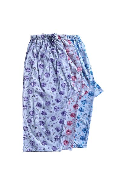 urumbay 3-Piece Large Size Mesh Women's Combed Cotton Below the Knee Patterned Capri