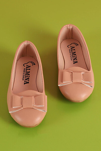 ALMİNA Shoes Girl's Bow Tie Detailed Powder Ballerinas