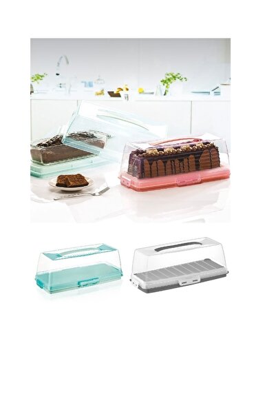 abnturk Dikdörtgen Baton Kek Fanusu Pasta Kek Saklama Kabı Kek Taşıma Kutusu BüyükBoy Tazelik Koruyucu