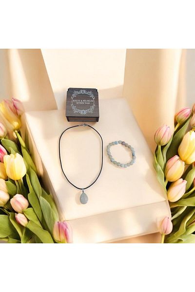 Mithril Club Natural Citrine Stone Bracelet and Necklace Set