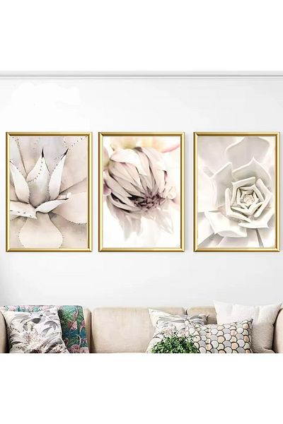 Linacci 3-Piece Gold Metal Frame Soft Flower Real Glass Table Set