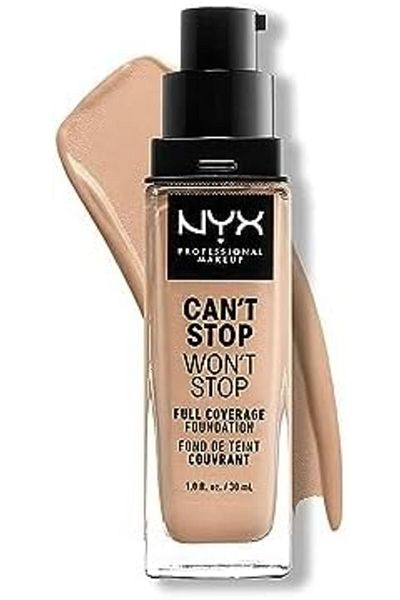 NYX Professional Makeup Can't Stop Won't Stop Foundation, 24h Full Coverage Matte Finish - Natural